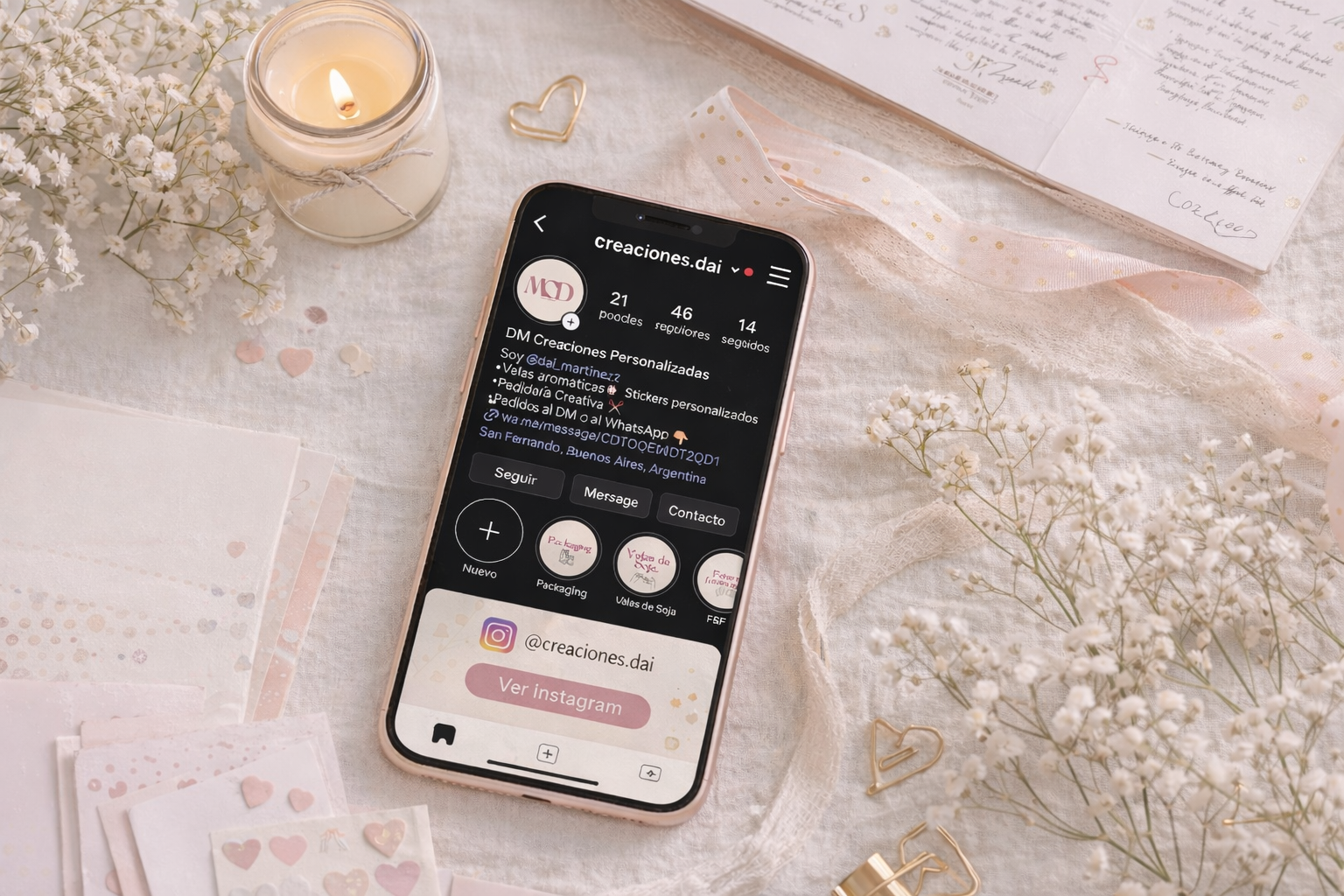 Vista del Instagram de MOD Creaciones